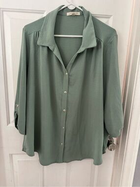 Light Green Button-Down Women's Blouse by Jenni Kayne